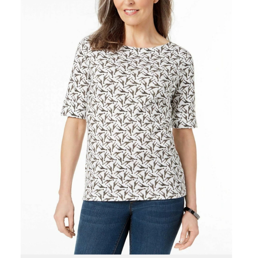 Karen Scott Giraffe Top Bright White Size Medium
